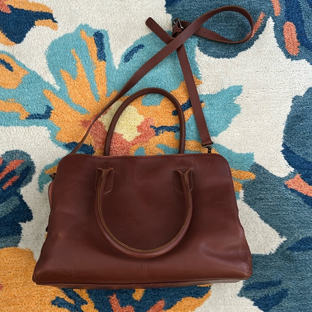 ABLE leather crossbody travel tote